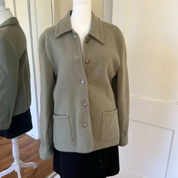 100% Wool Talbots Chore Jacket Style Sweater Jacket - Picture 1 of 6
